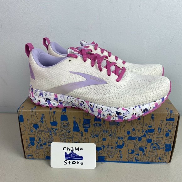 Brooks Shoes - Brooks Revel 4 Womens Empower Her Running Shoes White Pink Unity